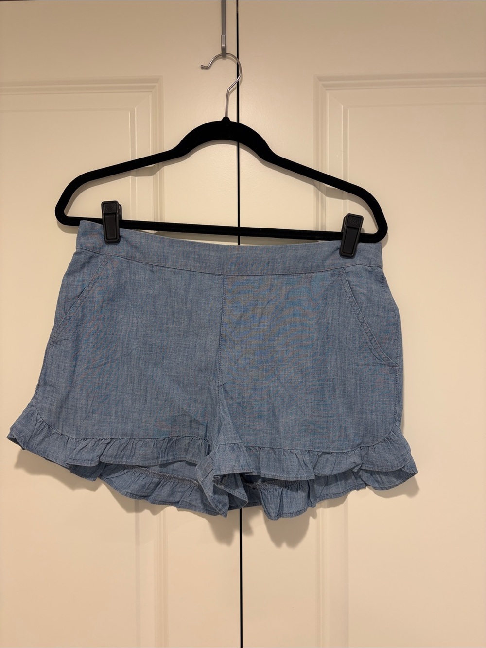 JCrew Chambray Ruffle Shorts